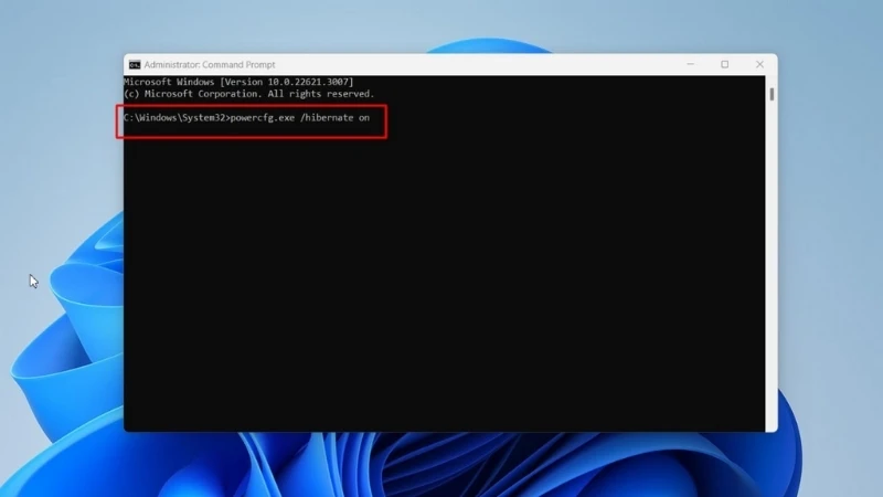 powercfg.exe /hibernate on để mở Hibernate trên Win 11