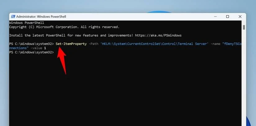 Sử dụng PowerShell vô hiệu hóa Remote Desktop