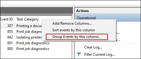 Xem Lịch sử in trong Event Viewer