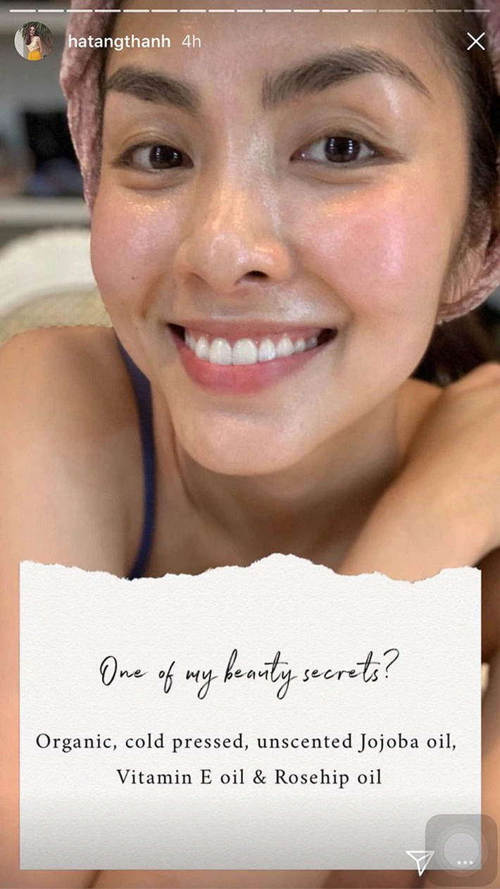 Ha Tang's "no -age" skin secret thanks to 3 types of versatile oil