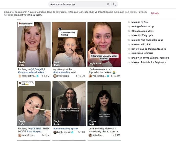 The fever of makeup style 'fake' horror robot on tiktok