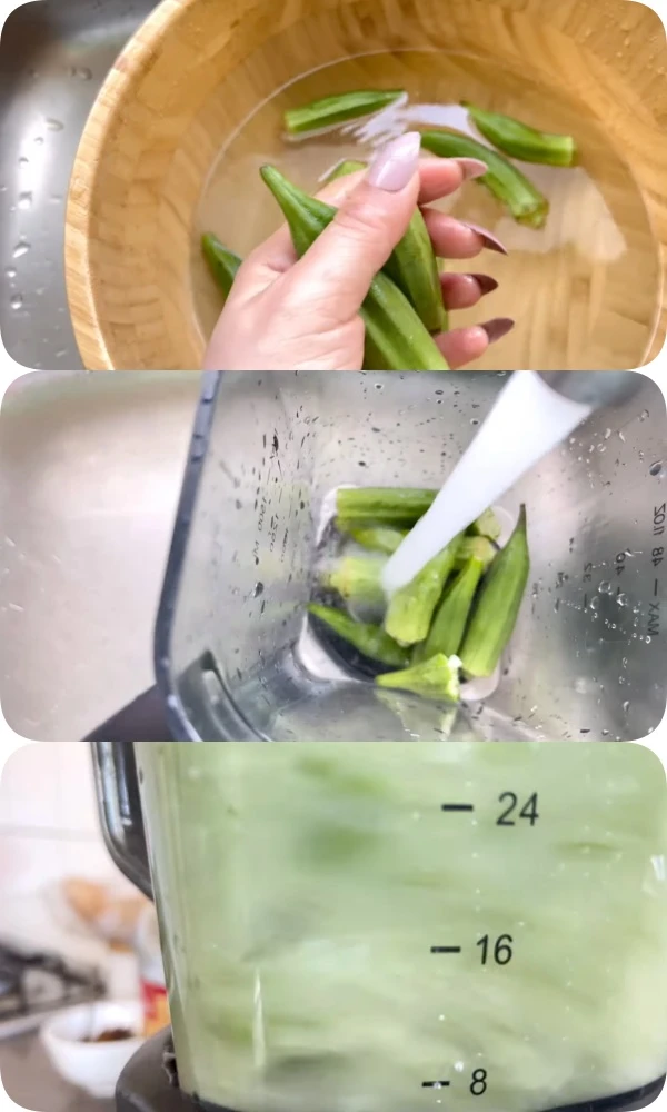 Shiny black hair, floating thanks to composting with okra 2 times/ week