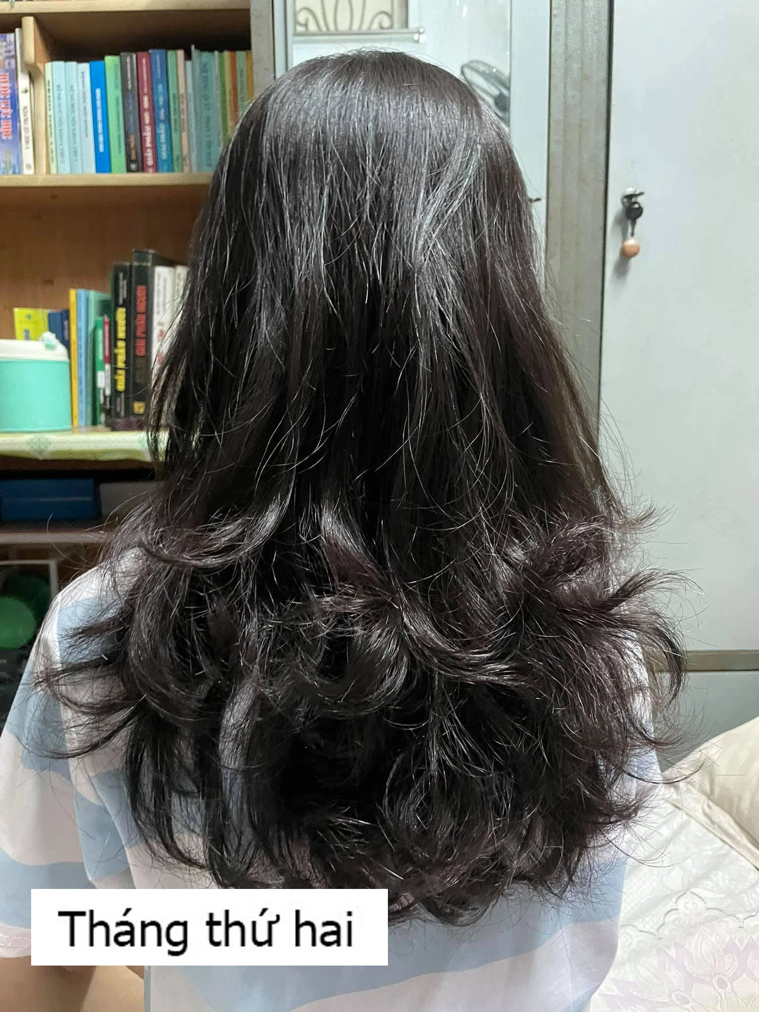 4 months of brewing hair with aloe vera and coconut oil bottle for 60k, she received soft, shiny black hair everyone