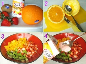 3 types of fruit mixed with yogurt for summer days