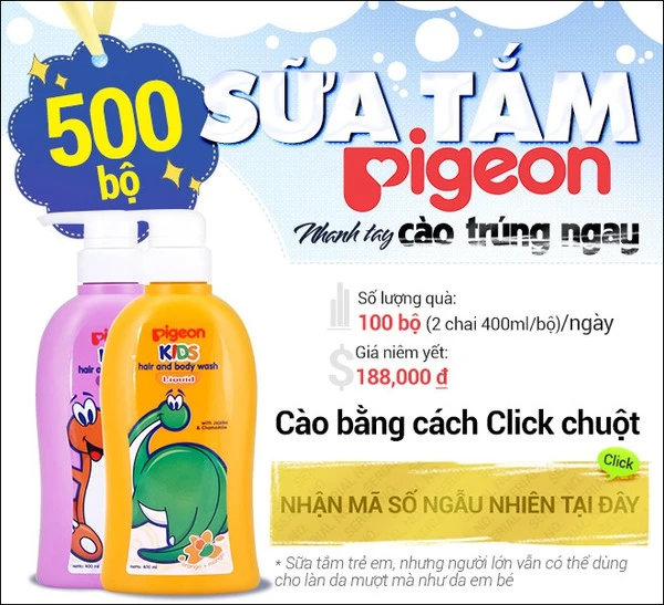 Give 500 free Pigeon shower gel sets