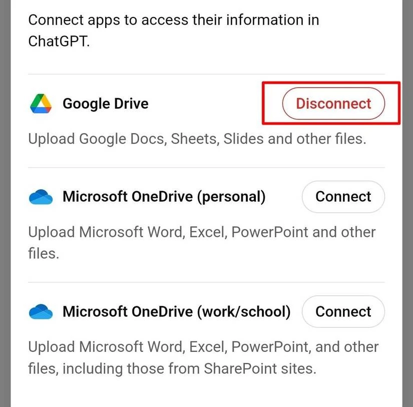 Cách tải tệp Google Drive lên ChatGPT