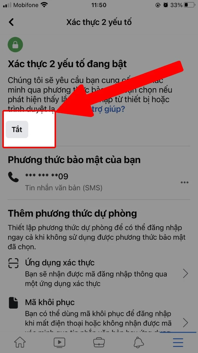 tắt tính năng xác thực 2 yếu tố trên Facebook