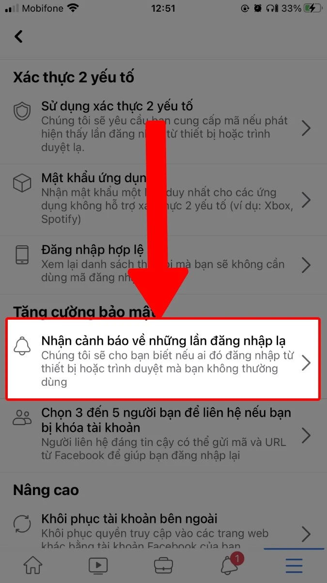 Tạo cảnh báo khi đăng nhập Facebook