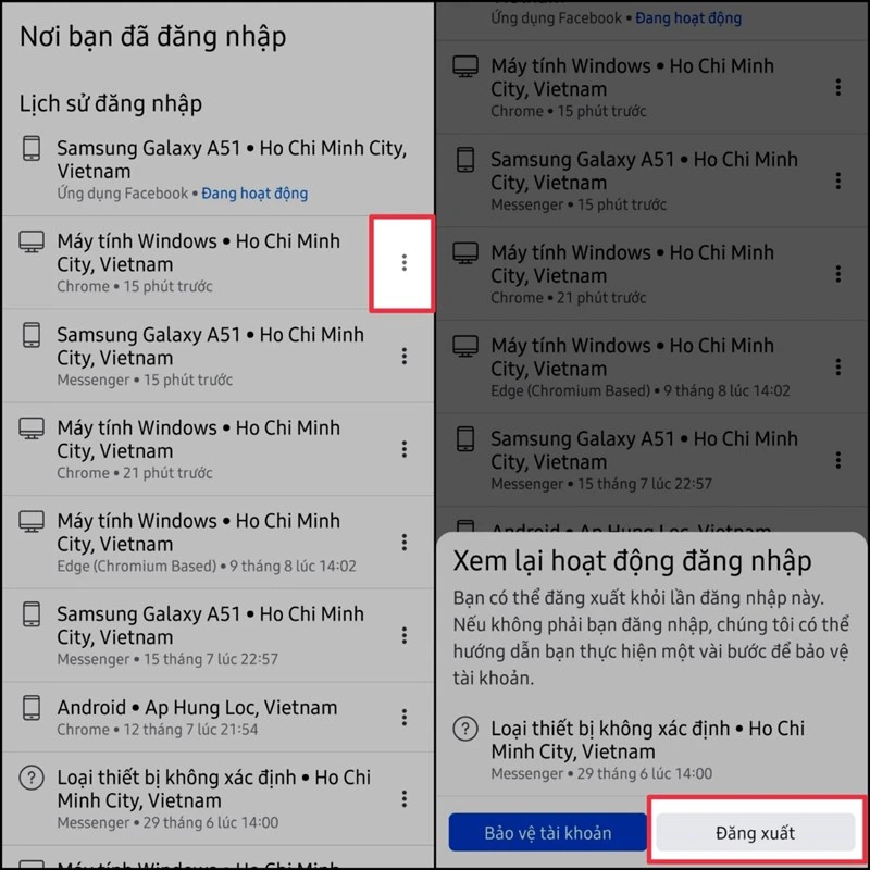 Đăng xuất tài khoản Facebook ra khỏi các thiết bị không cần thiết