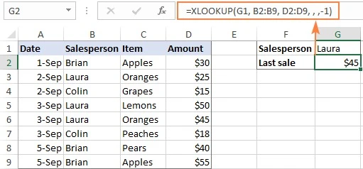 Cách sử dụng hàm XLOOKUP trong Excel