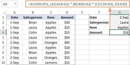 Cách sử dụng hàm XLOOKUP trong Excel