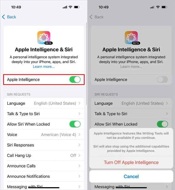 Hướng dẫn cách tắt Apple Intelligence