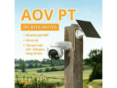 Imou AOV PT 5MP - IPC-B7ED-5M1TEA - Camera dùng Pin mặt trời, Hỗ trợ 4G, Công Nghệ AI.