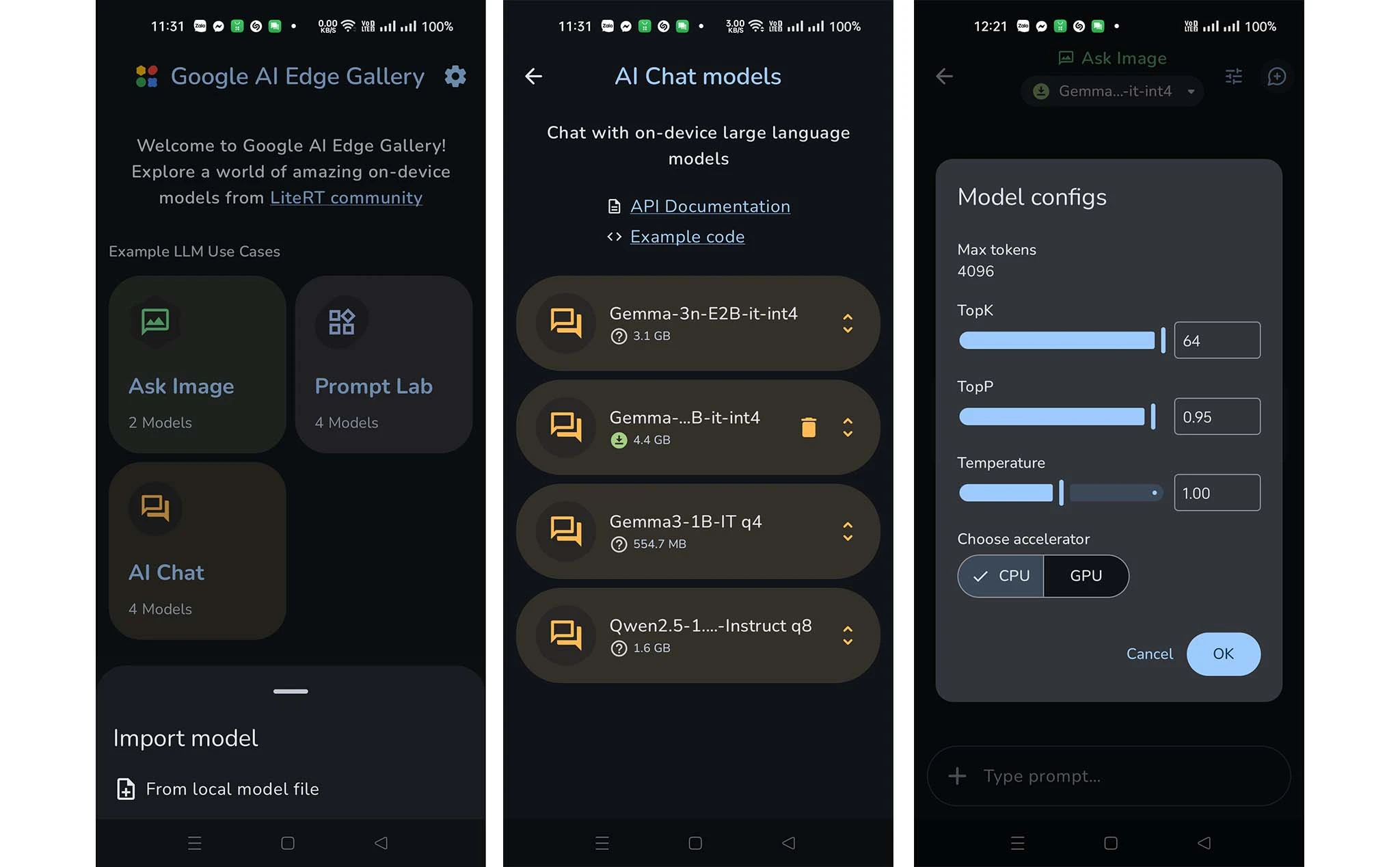Google AI Edge Gallery - Xài Generative AI ngay trên smartphone, không cần mạng