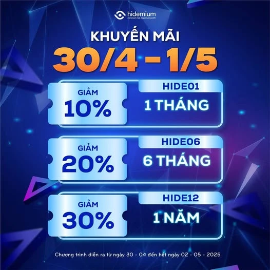 KHUYẾN MÃI SỐC: HIDEMIUM GIẢM ĐẾN 30% – CHỈ 3 NGÀY!
