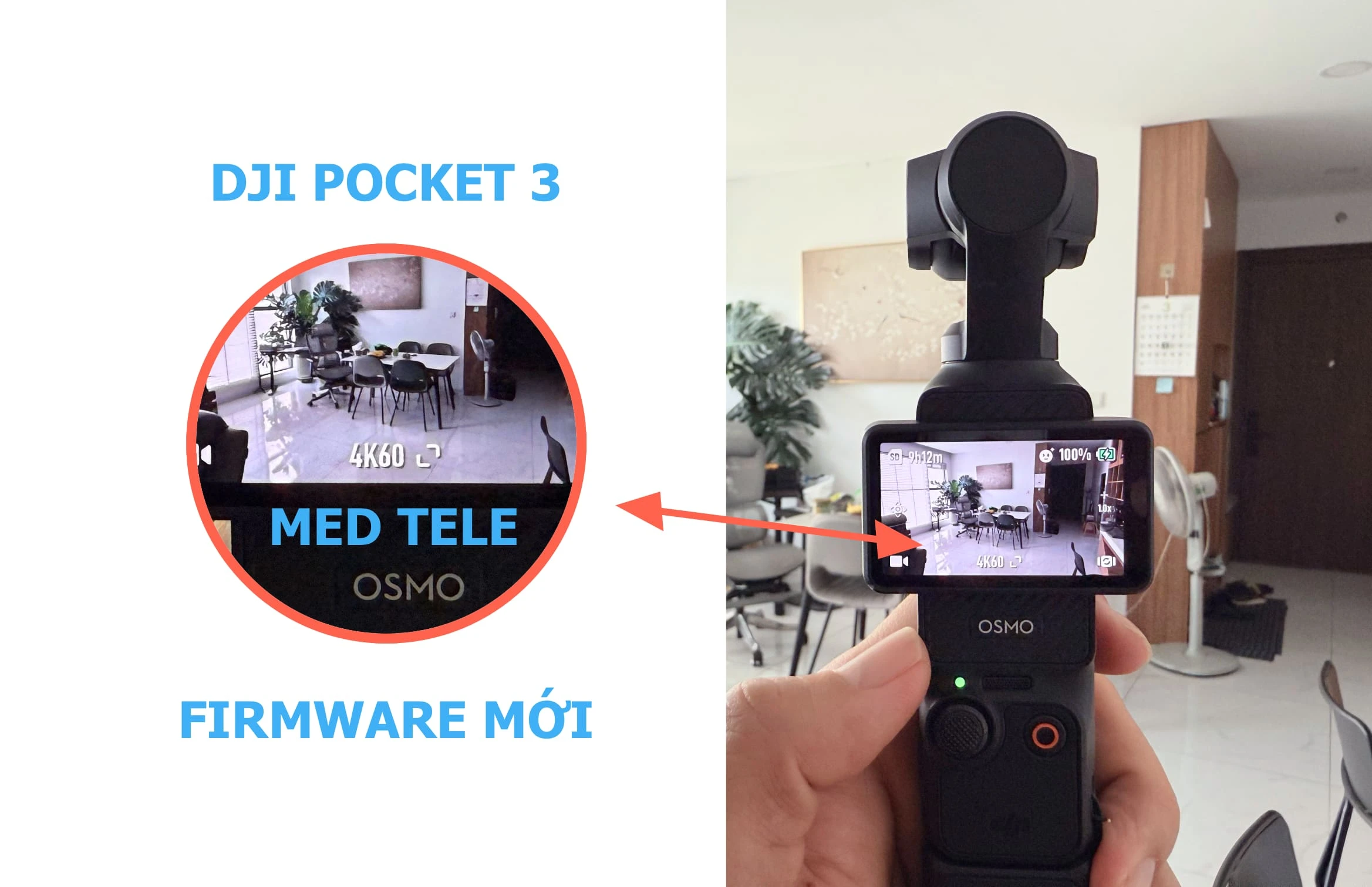 Anh em dùng DJI Pocket 3 nhớ cập nhật FW mới để có  Med Tele, Dlog M vv