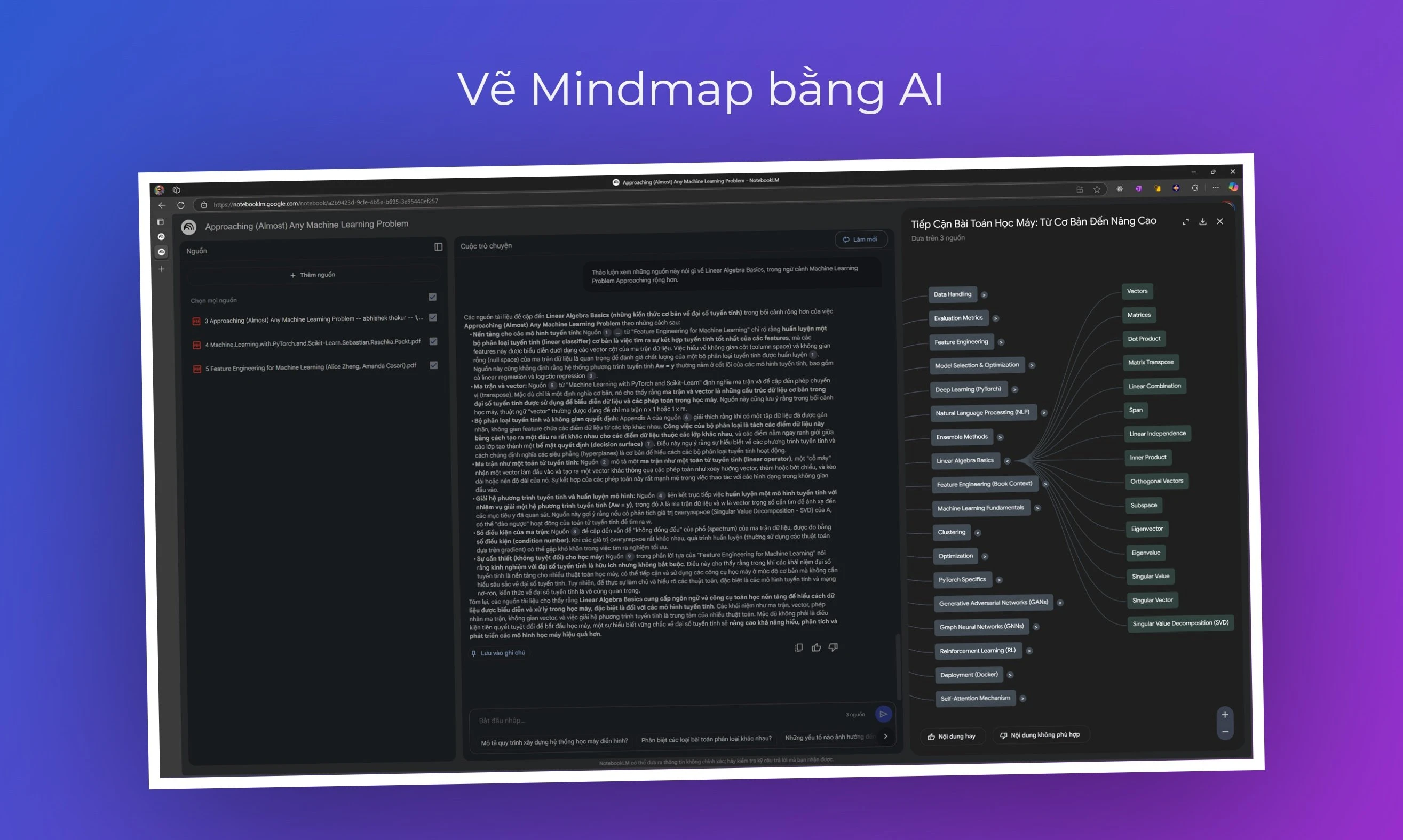 Cách dùng sổ ghi chú AI Google NotebookLM tự động vẽ mindmap từ tài liệu đưa vào