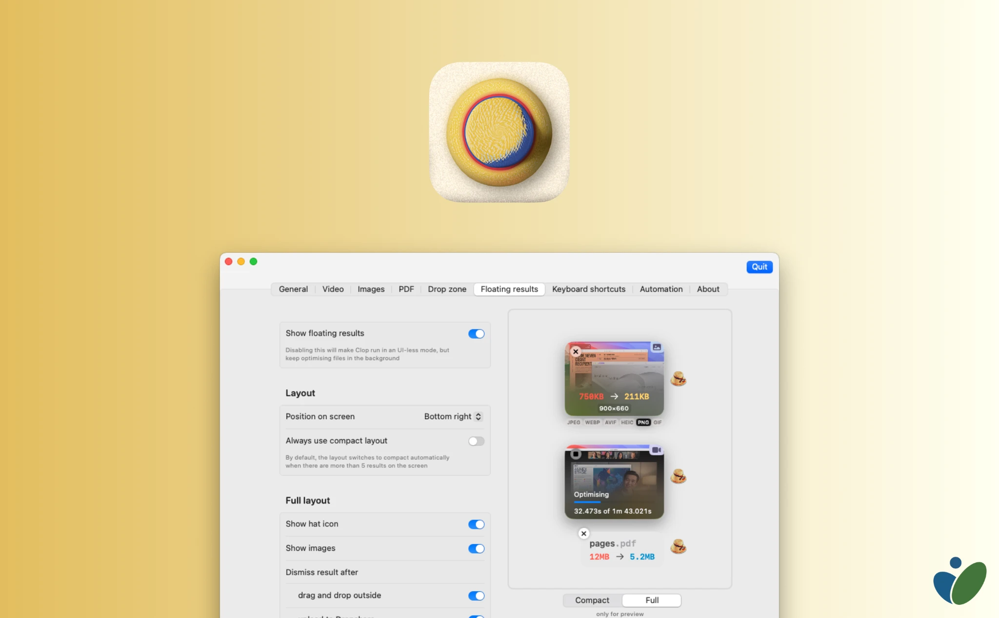 #1MacApp: Clop, ứng dụng giúp tối ưu hoá dung lượng file cho Mac bằng cách kéo/thả