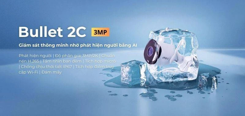 Camera IMOU Ngoài Trời BULLET 2C 3MP chuẩn 2K - IPC-F32P Chống chịu thời tiết
