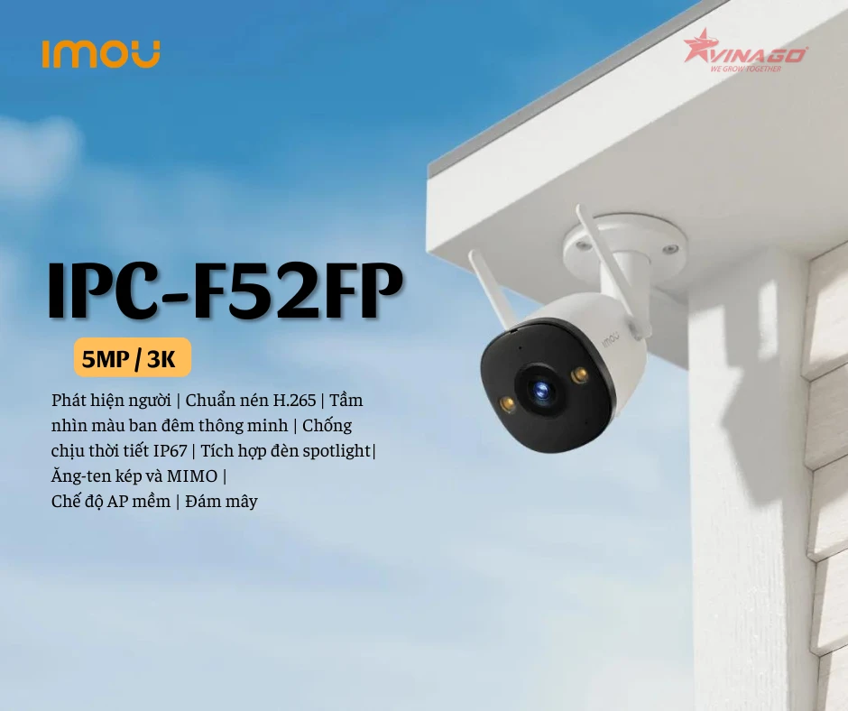 Camera IMOU Ngoài Trời BULLET 2E 5M chuẩn 3K - IPC-F32FP - Có Màu Ban Đêm