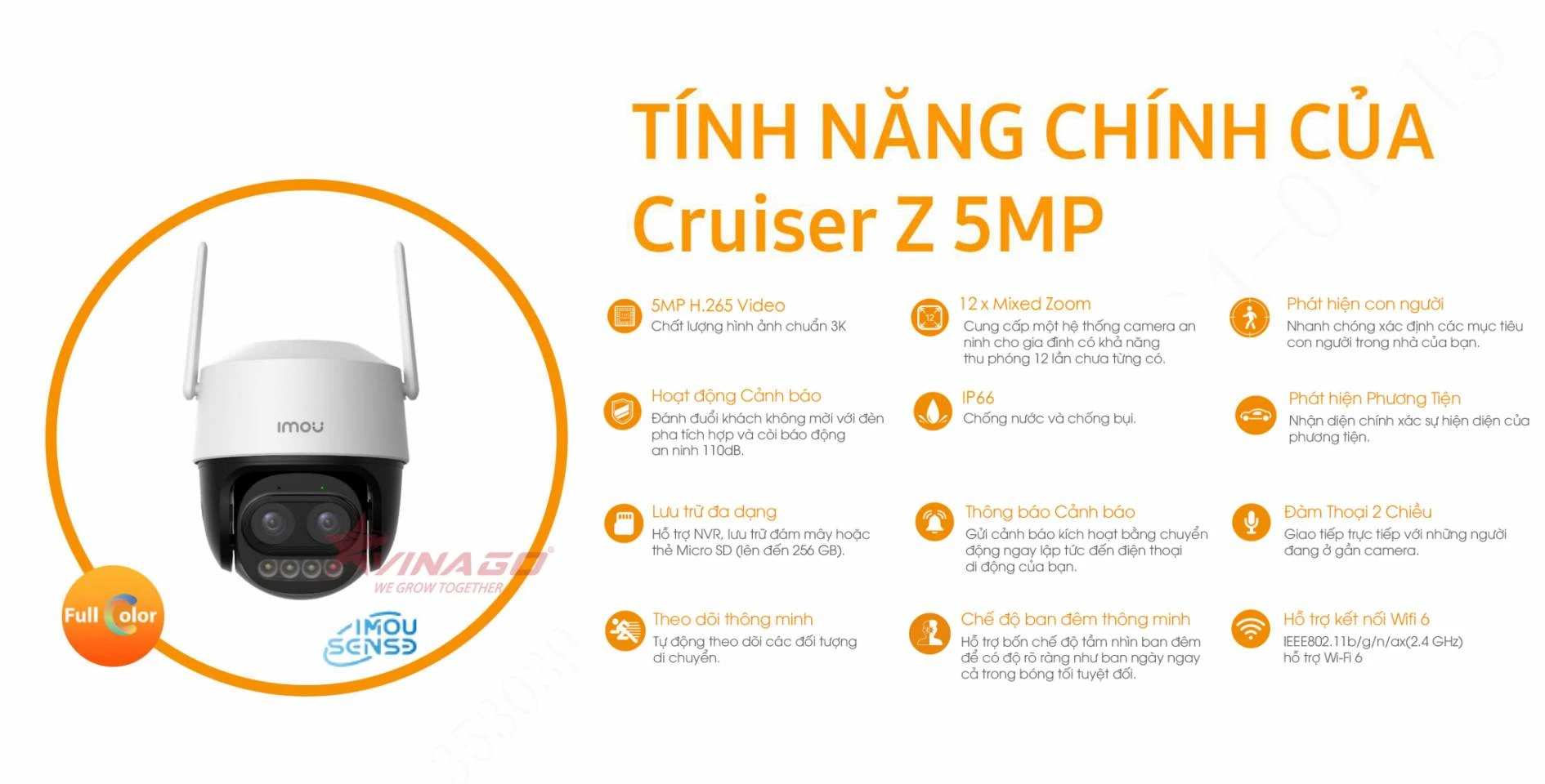 Camera Ngoài Trời Cruiser Z iMOU 3K 5MP Ống kính kép, Zoom xa tới 12X (IPC-S7DP-5M0WEZ)