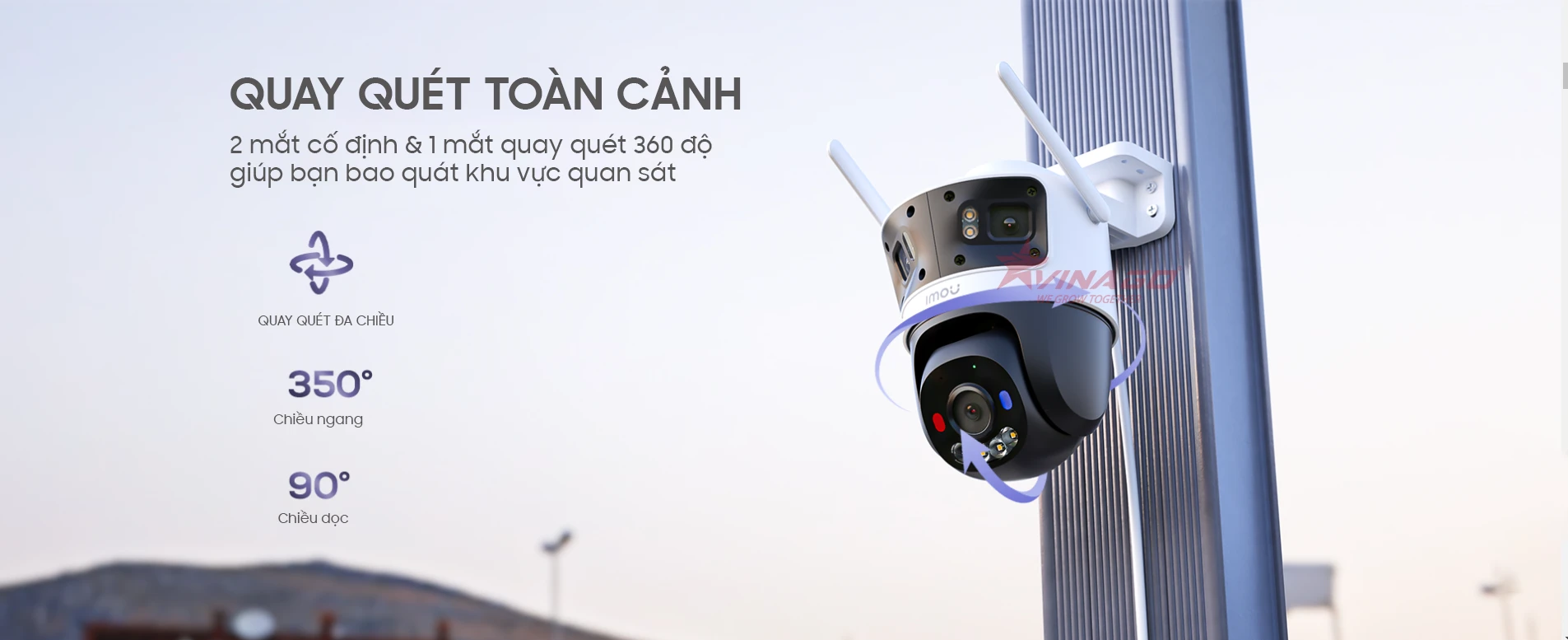 Imou Cruiser Triple 11MP - IPC-S7UP-11M0WED - Camera 3 Mắt Ngoài Trời Hình Ảnh Sắc Nét, Màu Sắc Rực Rỡ Ban Đêm.
