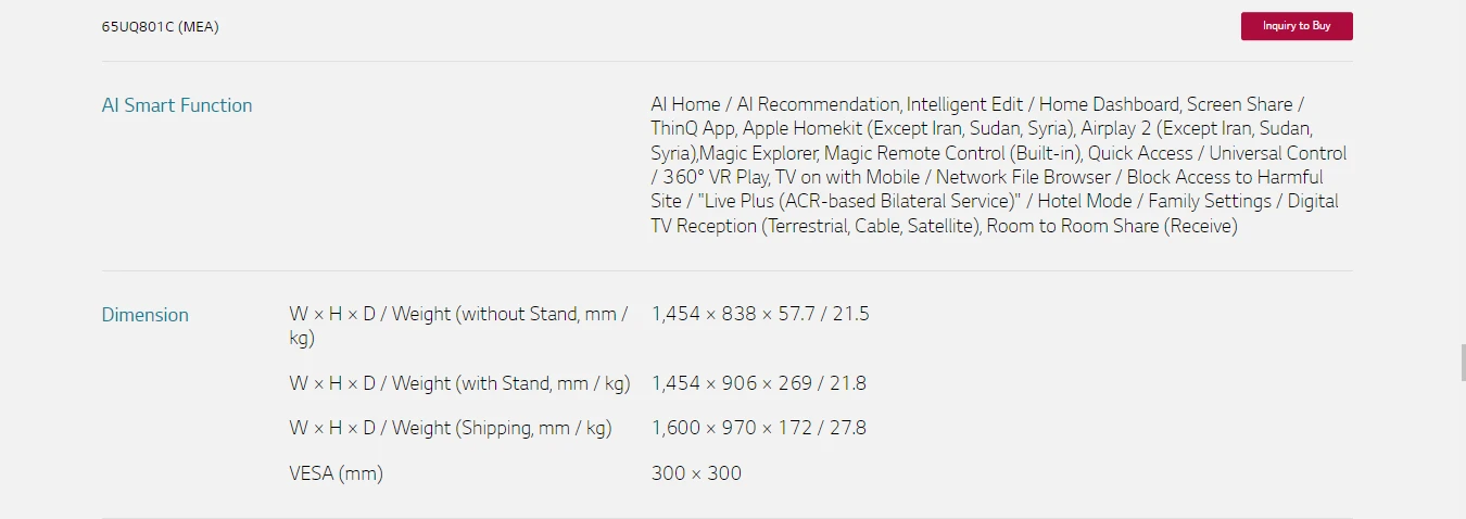 Smart TV LG - 65UQ801C0SB.ATV - 4K UHD 65inch