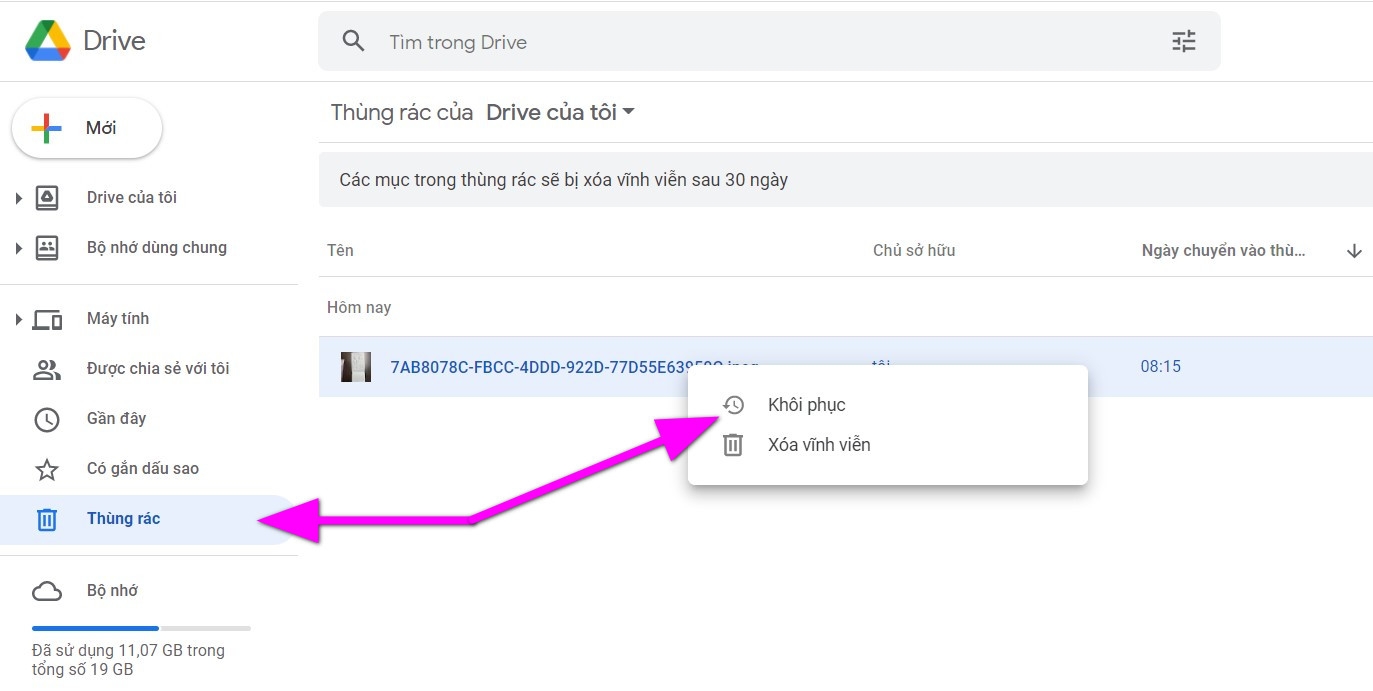 Hướng dẫn cách khôi phục file đã xóa vĩnh viễn trên Google Drive