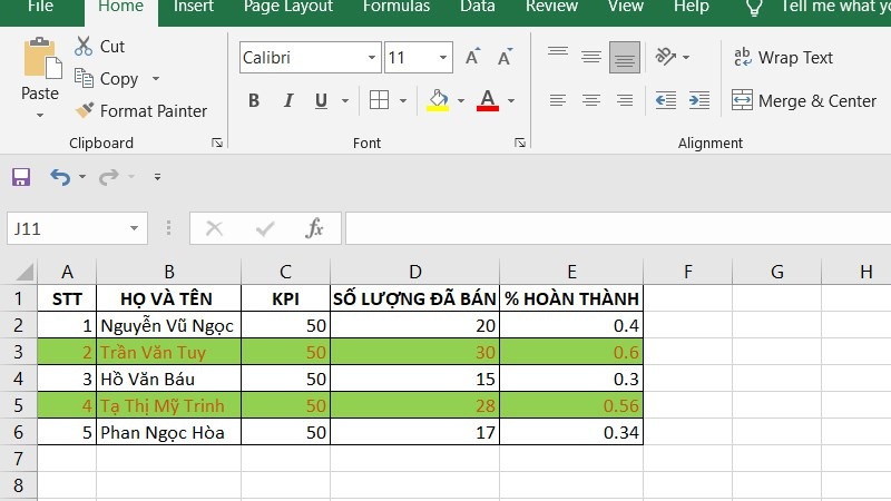 Các bước tô màu Excel theo điều kiện