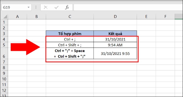 Sử dụng phím tắt để điều chỉnh ngày tháng trong Excel