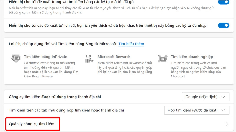 cách thay đổi công cụ tìm kiếm mặc định trên trên trình duyệt Microsoft Edge