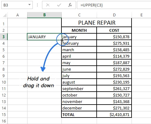 cách viết hoa chữ trong Excel