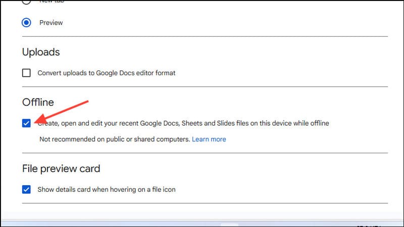 dùng Google Docs không cần kết nối mạng