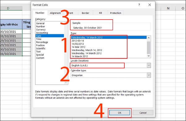 cách định dạng ngày tháng trong Excel