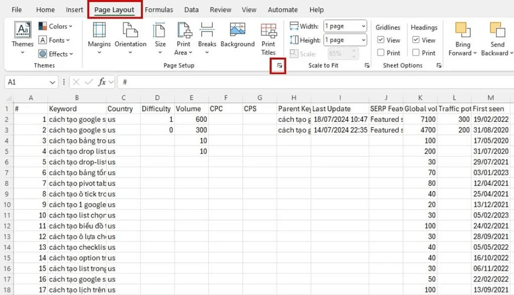 cách in file Excel trên khổ A4