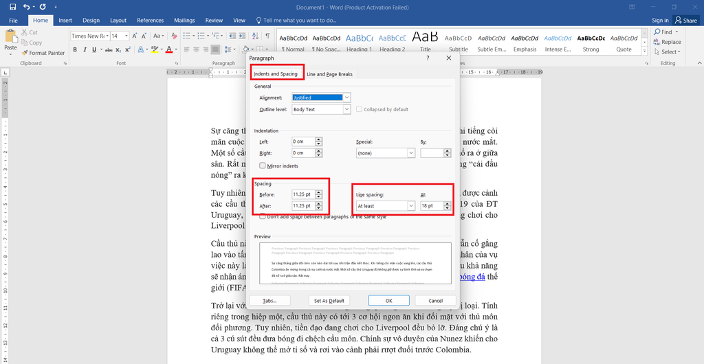 Hướng dẫn giãn dòng trong Word đối với một đoạn văn bản