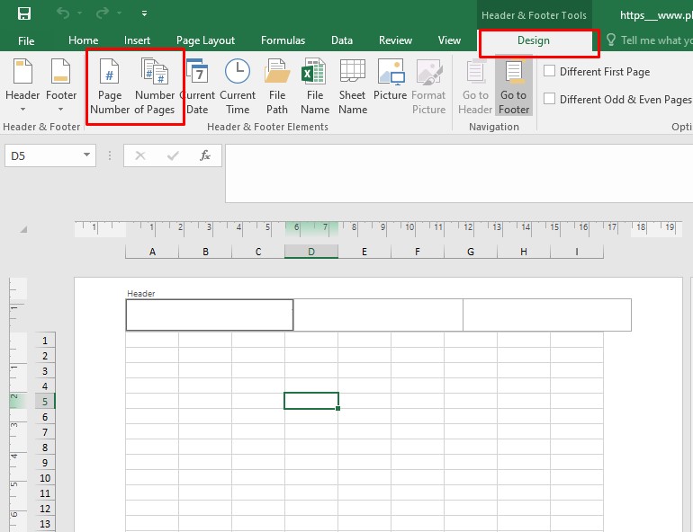 cách đánh số trang trong Excel