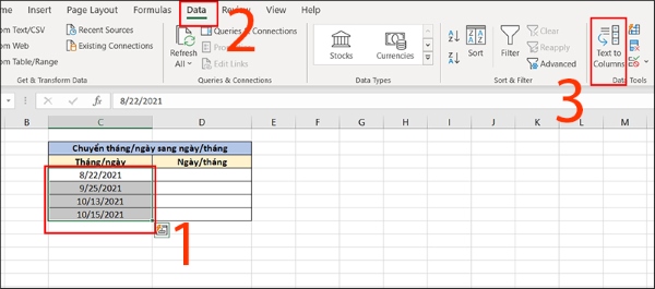 Cách chuyển tháng/ngày sang ngày/tháng trong Excel