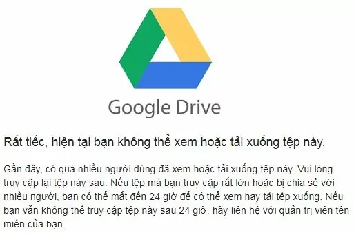 Vì sao file Google Drive bị giới hạn tải xuống 24 giờ?