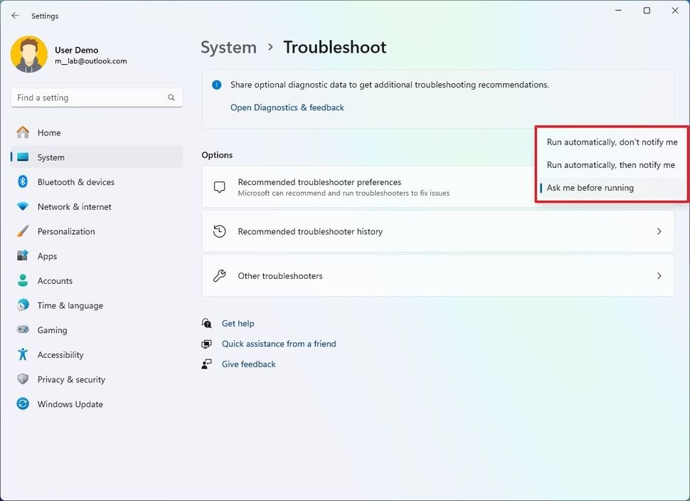 Cách quản lý cài đặt Troubleshoot trên Windows 11