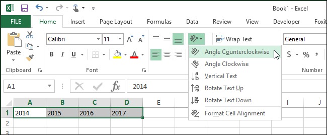 Các cách xoay chữ trong Excel