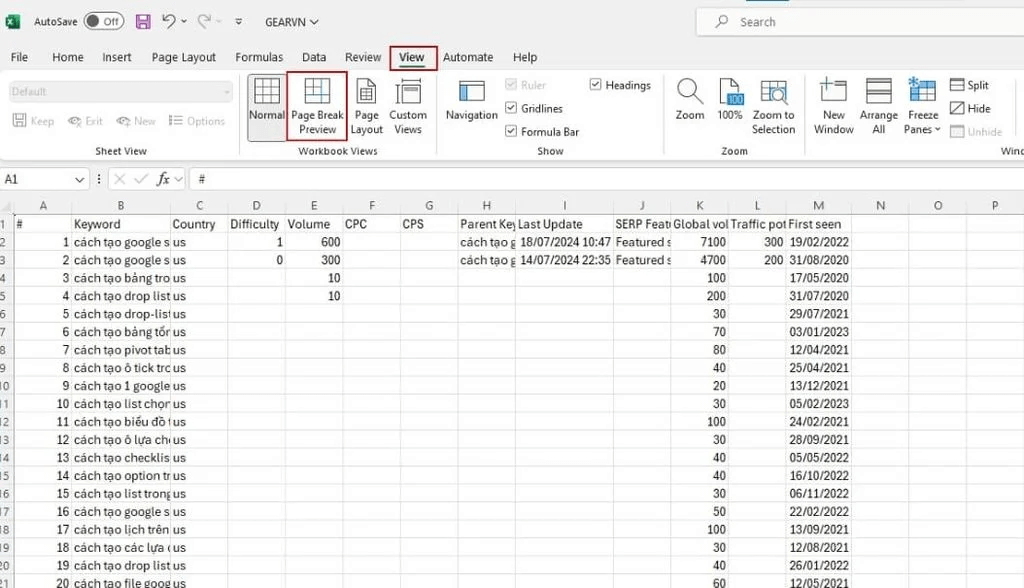 cách in file Excel trên khổ A4