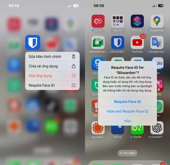 cách khóa ứng dụng trên iPhone bằng Face ID