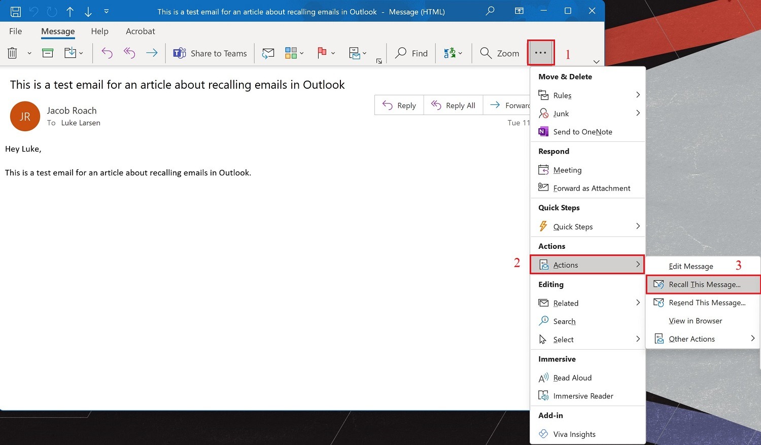 Cách thu hồi email trong Outlook