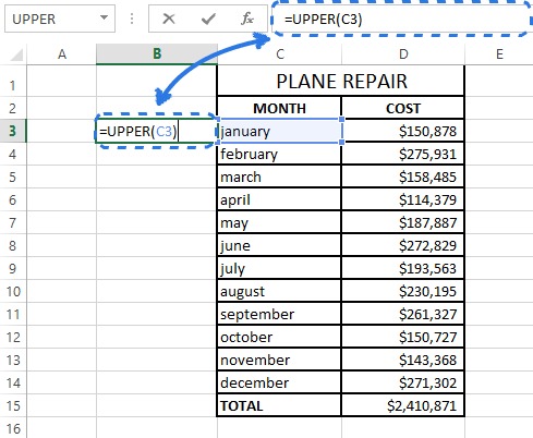 cách viết hoa chữ trong Excel