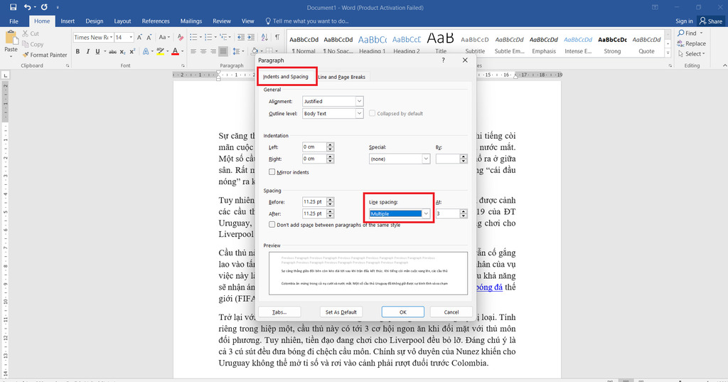 Hướng dẫn giãn dòng trong Word đối với một đoạn văn bản