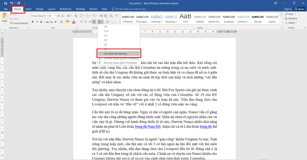 Hướng dẫn giãn dòng trong Word đối với một đoạn văn bản