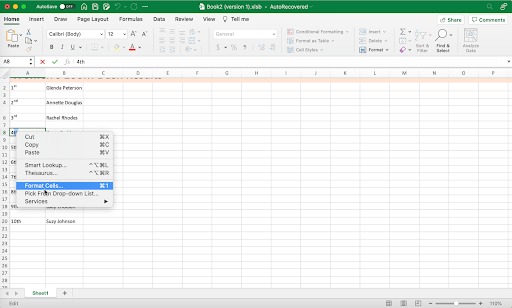 Cách viết số mũ cho văn bản trong Excel