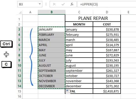 cách viết hoa chữ trong Excel