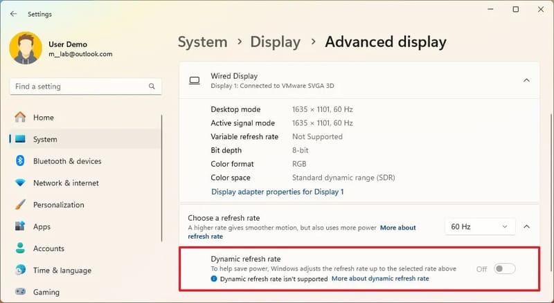 Cách tắt Dynamic Refresh Rate